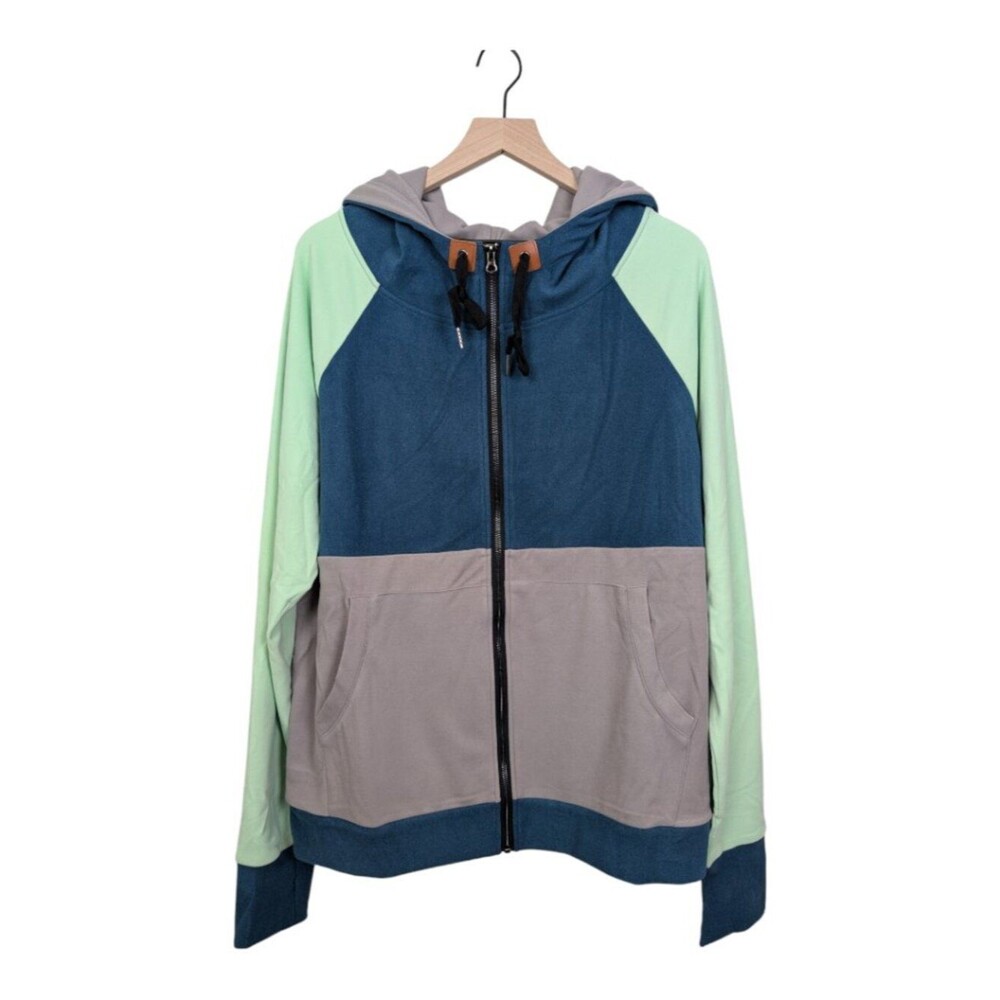 NWT Colorblock Zip-up Hoodie, Blue Green Grey, Womens 1X, Boutique Brand